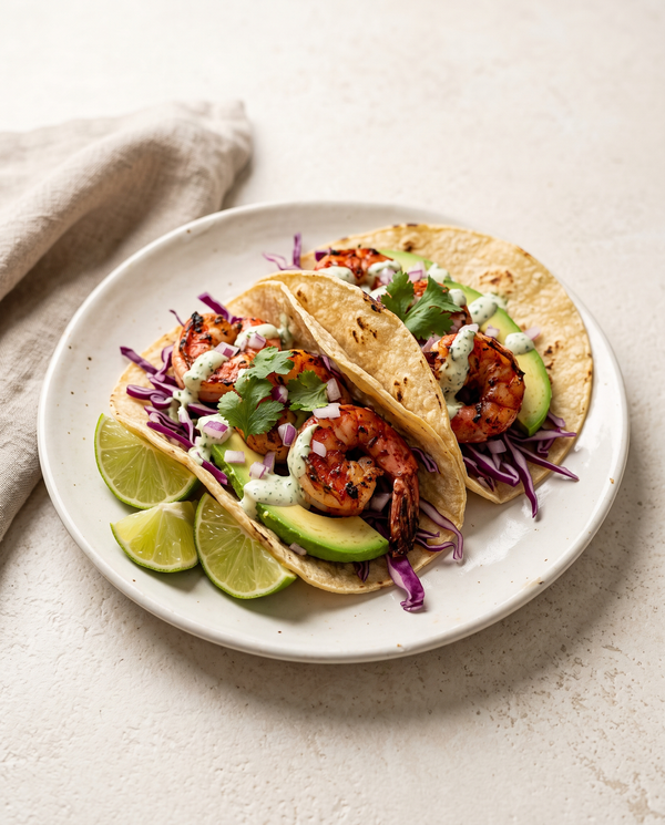 Garnelen-Tacos mit Rotkohl & Avocado