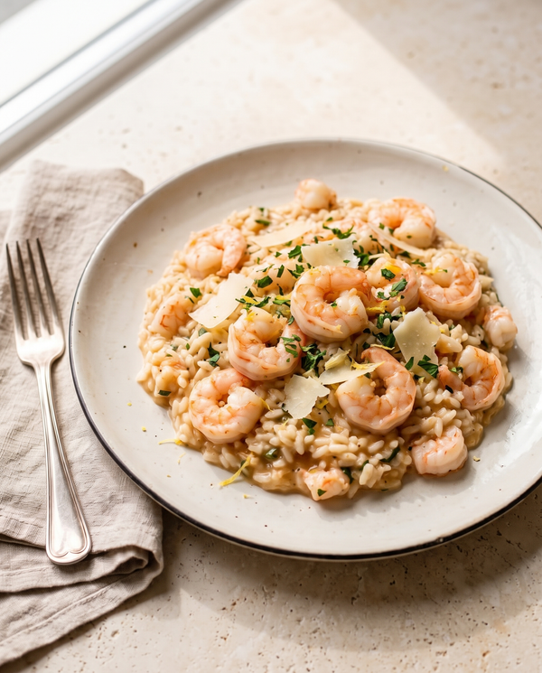 Garnelen-Risotto mit Parmesan & Zitrone