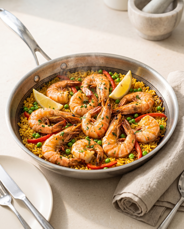Paella mit Black Tiger