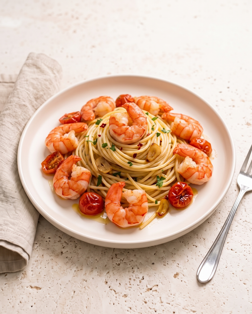 Scharfe Chili-Garnelen-Pasta mit Zitrone