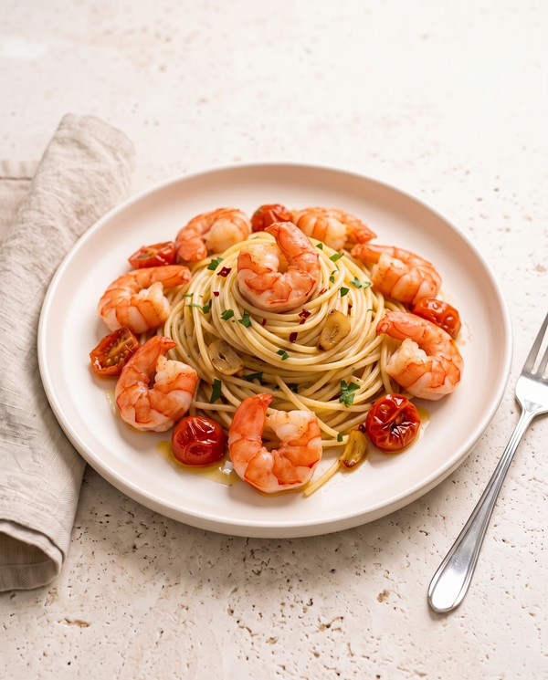 Scharfe Chili-Garnelen-Pasta mit Zitrone