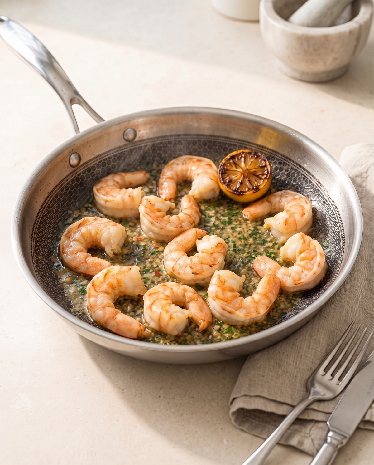 Garnelen in Petersilien-Knoblauch-Öl – Garnelenkönig Rezept mit Black Tiger 8/12 · geschält & entdarmt