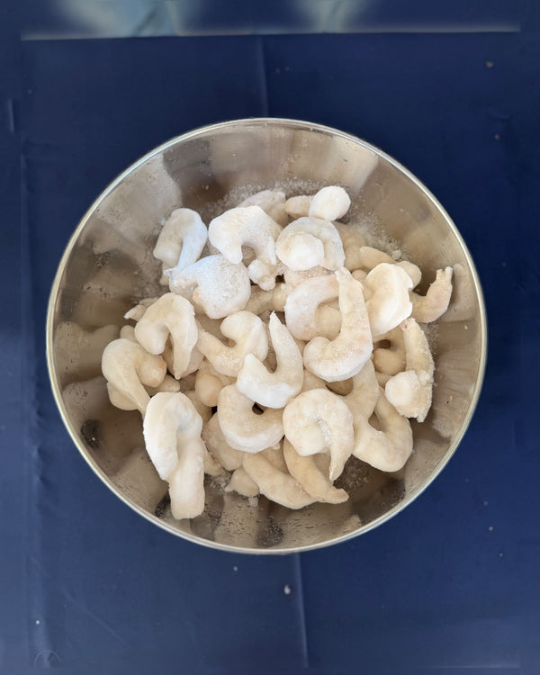 Garnelenkönig Vannamei 26/30 geschält & entdarmt – 1-kg-Beutel, roh in der Edelstahlschüssel