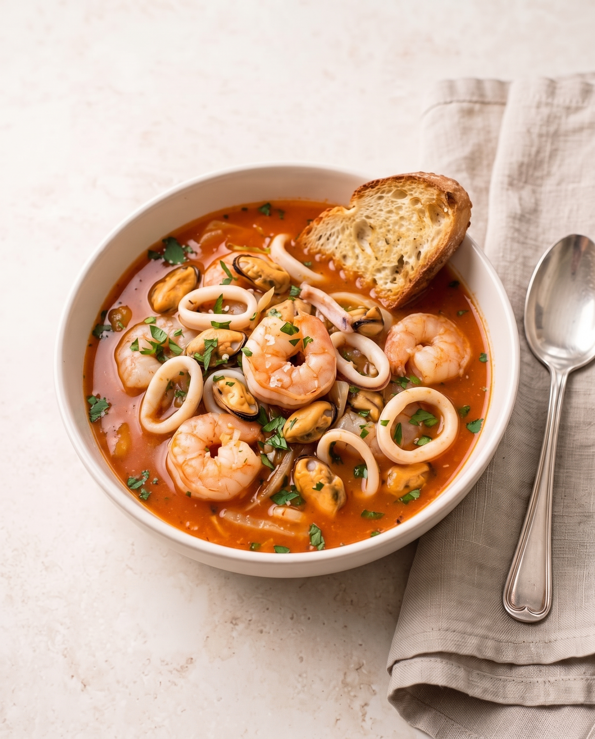Garnelenkönig Seafood Mix Deluxe – Serviervorschlag Zuppa di Mare